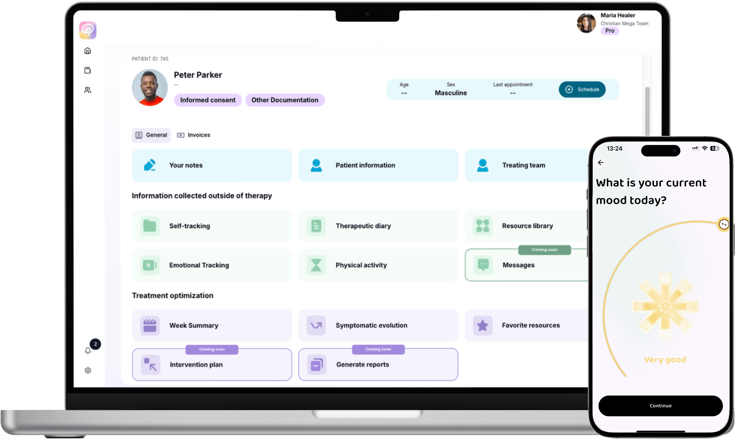 Healmind application mockup